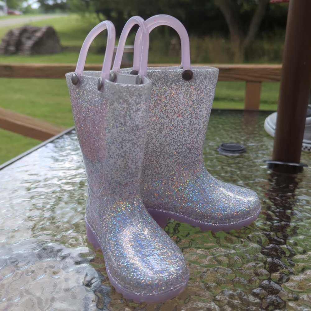 Western Chief Girls Glitter Purple Rain Boots